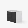 Modern 127 cm Glossy Sintered Stone Kitchen Island with Storage, White & Black
