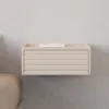 Floating Wooden Bedside Table with Light & Charging Station