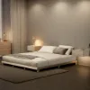 Floating Wooden Bedside Table with Light & Charging Station