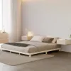 Floating Wooden Bedside Table with Light & Charging Station