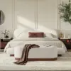 Rivo 150 cm W Boucle Upholstered Bedroom Bench with Fluted Base