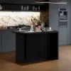 Modern 127 cm Matte Sintered Stone Kitchen Island with Storage, Black