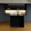 Modern 127 cm Matte Sintered Stone Kitchen Island with Storage, Black