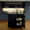 Modern 127 cm Matte Sintered Stone Kitchen Island with Storage, Black
