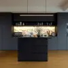 Modern 127 cm Matte Sintered Stone Kitchen Island with Storage, Black