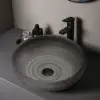 40cm Grey Round Ceramic Bathroom Sink – Matte Glazed Vessel Sink