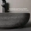 40cm Grey Round Ceramic Bathroom Sink – Matte Glazed Vessel Sink