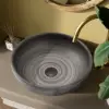 40cm Grey Round Ceramic Bathroom Sink – Matte Glazed Vessel Sink