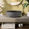40cm Grey Round Ceramic Bathroom Sink – Matte Glazed Vessel Sink