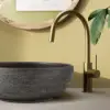 40cm Grey Round Ceramic Bathroom Sink – Matte Glazed Vessel Sink