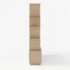 5-Tier Whitewash Bookshelf with 2 Drawers Wooden Bookcase in Gold (64.8" High)