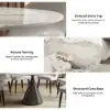 Modern 152cm Round Glossy Sintered Stone Dining Table with Black Pedestal Base, Seats 6
