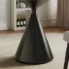 Modern 152cm Round Glossy Sintered Stone Dining Table with Black Pedestal Base, Seats 6