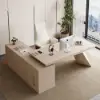 Modern 180 cm L-Shaped Whitewash Executive Desk with Right Hand Return