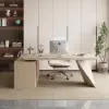 Modern 180 cm L-Shaped Whitewash Executive Desk with Right Hand Return