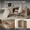 Modern 180 cm L-Shaped Whitewash Executive Desk with Right Hand Return