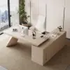 Modern 180 cm L-Shaped Whitewash Executive Desk with Left Hand Return