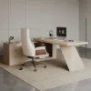 Modern 180 cm L-Shaped Whitewash Executive Desk with Left Hand Return