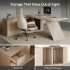 Modern 180 cm L-Shaped Whitewash Executive Desk with Left Hand Return