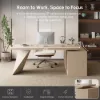 Modern 180 cm L-Shaped Whitewash Executive Desk with Left Hand Return