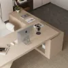 Modern 180 cm L-Shaped Whitewash Executive Desk with Left Hand Return