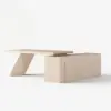 Modern 180 cm L-Shaped Whitewash Executive Desk with Left Hand Return