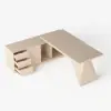 Modern 180 cm L-Shaped Whitewash Executive Desk with Left Hand Return