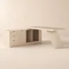 Modern 180 cm L-Shaped Whitewash Executive Desk with Left Hand Return