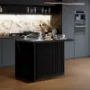 Modern 127 cm Matte Sintered Stone Kitchen Island with Storage, Black – 120cm