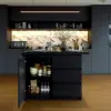 Modern 127 cm Matte Sintered Stone Kitchen Island with Storage, Black – 120cm