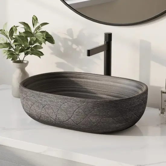 48cm Oval Ceramic Bathroom Sink – Matte Glazed Vessel Sink