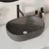 48cm Oval Ceramic Bathroom Sink – Matte Glazed Vessel Sink