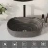 48cm Oval Ceramic Bathroom Sink – Matte Glazed Vessel Sink