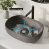 48cm Oval Ceramic Bathroom Sink – Matte Glazed Vessel Sink