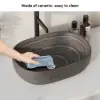48cm Oval Ceramic Bathroom Sink – Matte Glazed Vessel Sink