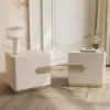 50 cm Smart 2-Drawer Bedside Tables with Sintered Stone Tops & Charging Stations, Set of 2