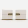 50 cm Smart 2-Drawer Bedside Tables with Sintered Stone Tops & Charging Stations, Set of 2
