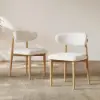 Modern Natural Linen Dining Chair with Rubberwood Legs, 1 Piece