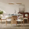 Modern Natural Linen Dining Chair with Rubberwood Legs, 1 Piece