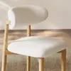 Modern Natural Linen Dining Chair with Rubberwood Legs, 1 Piece