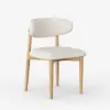 Modern Natural Linen Dining Chair with Rubberwood Legs, 1 Piece