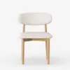 Modern Natural Linen Dining Chair with Rubberwood Legs, 1 Piece