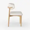 Modern Natural Linen Dining Chair with Rubberwood Legs, 1 Piece