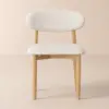 Modern Natural Linen Dining Chair with Rubberwood Legs, 1 Piece
