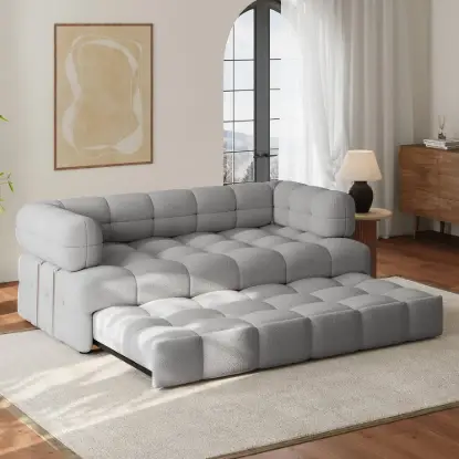 Picture of 190 cm 3-Seater Boucle Convertible Sleeper Sofa – AUD-H2568