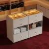Selvo Walk-In Closet Island Jewellery Dresser with Glass Top & Light Set of 2