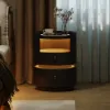 Modern Saddle Leather Smart LED Bedside Table – AUD-H2570