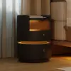 Modern Saddle Leather Smart LED Bedside Table – AUD-H2570