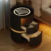 Modern Saddle Leather Smart LED Bedside Table – AUD-H2570