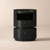 Modern Saddle Leather Smart LED Bedside Table – AUD-H2570